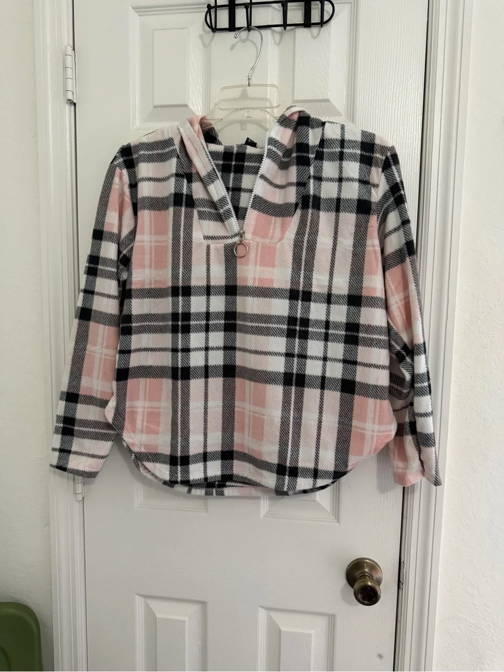 Pink Plaid Kids Pajama Set with Hooded Pullover